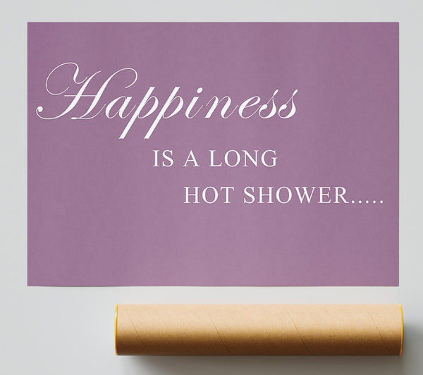 Bathroom Quote Happiness Is A Long Hot Shower Dusty Pink Print