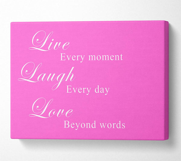  A Canvas Print of Love Quote Live Laugh Love Vivid Pink Canvas Art