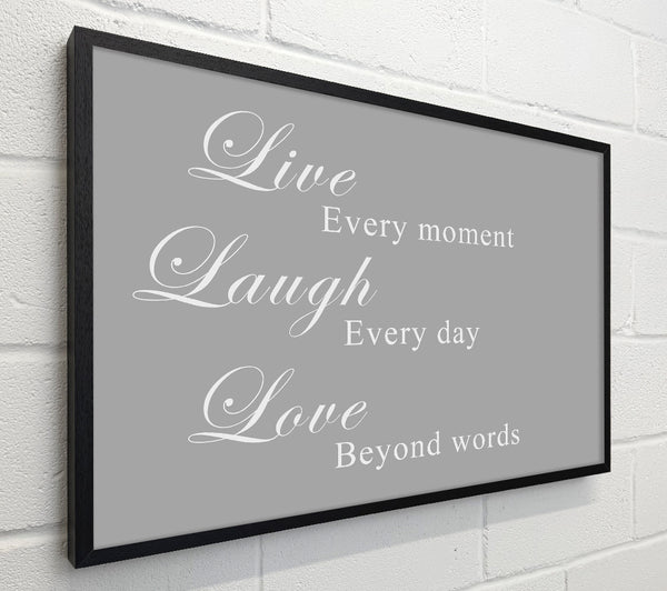 Love Quote Live Laugh Love Grey White