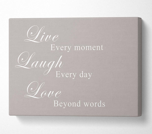  A Canvas Print of Love Quote Live Laugh Love Beige Canvas Art
