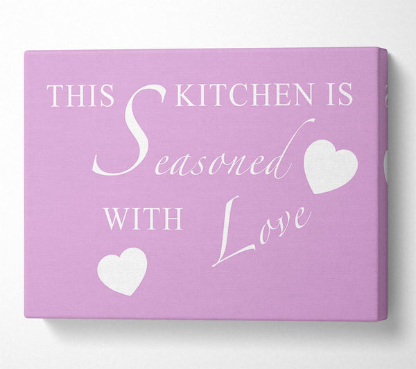  A Canvas Print of Kitchen Quote This Kitchen Is Seasoned With Love Pink Canvas Print