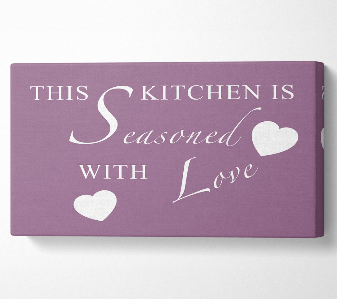 A Canvas Print of Kitchen Quote This Kitchen Is Seasoned With Love Dusty Pink Canvas Print