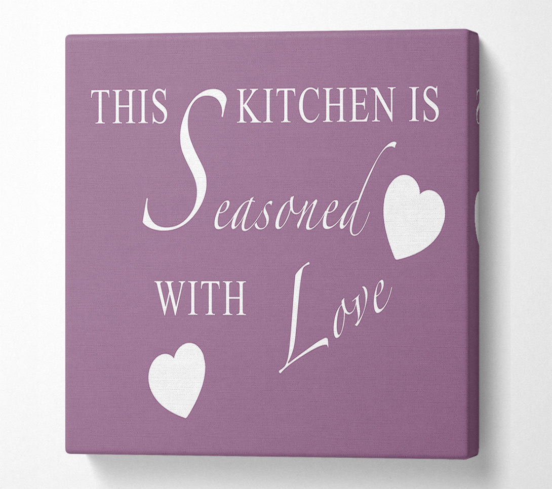  A Canvas Print of Kitchen Quote This Kitchen Is Seasoned With Love Dusty Pink Canvas Print