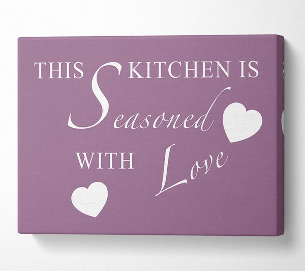  A Canvas Print of Kitchen Quote This Kitchen Is Seasoned With Love Dusty Pink Canvas Print