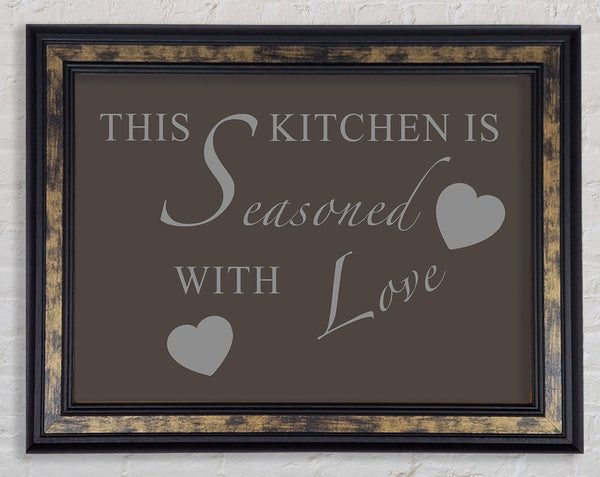 Kitchen Quote This Kitchen Is Seasoned With Love Chocolate Framed Print