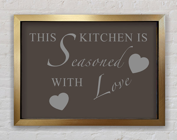 Kitchen Quote This Kitchen Is Seasoned With Love Chocolate Framed Print
