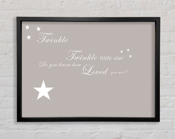 Nursery Quote Twinkle Twinkle Little Star 1 Beige Framed Print