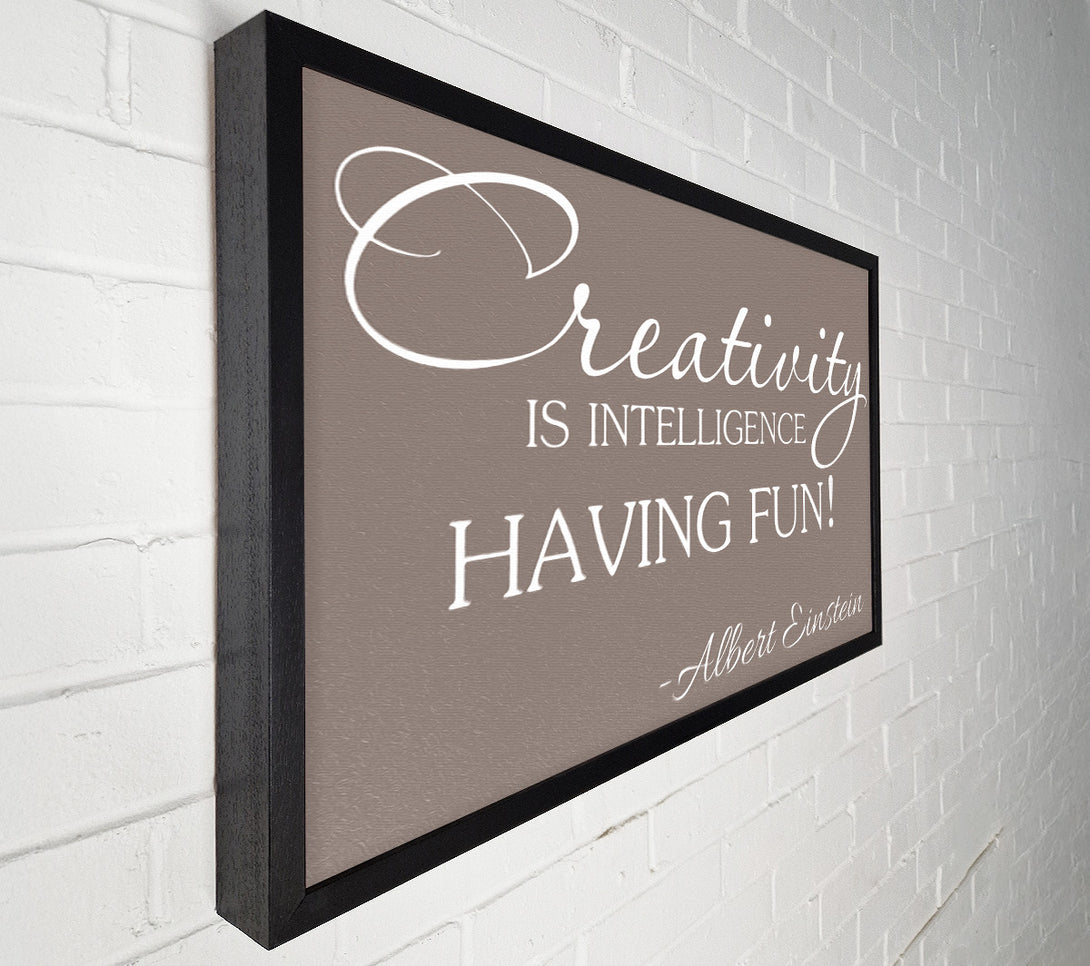  A Canvas Print of Motivational Quote Albert Einstein Creativity Is Intelligence Beige Canvas Art