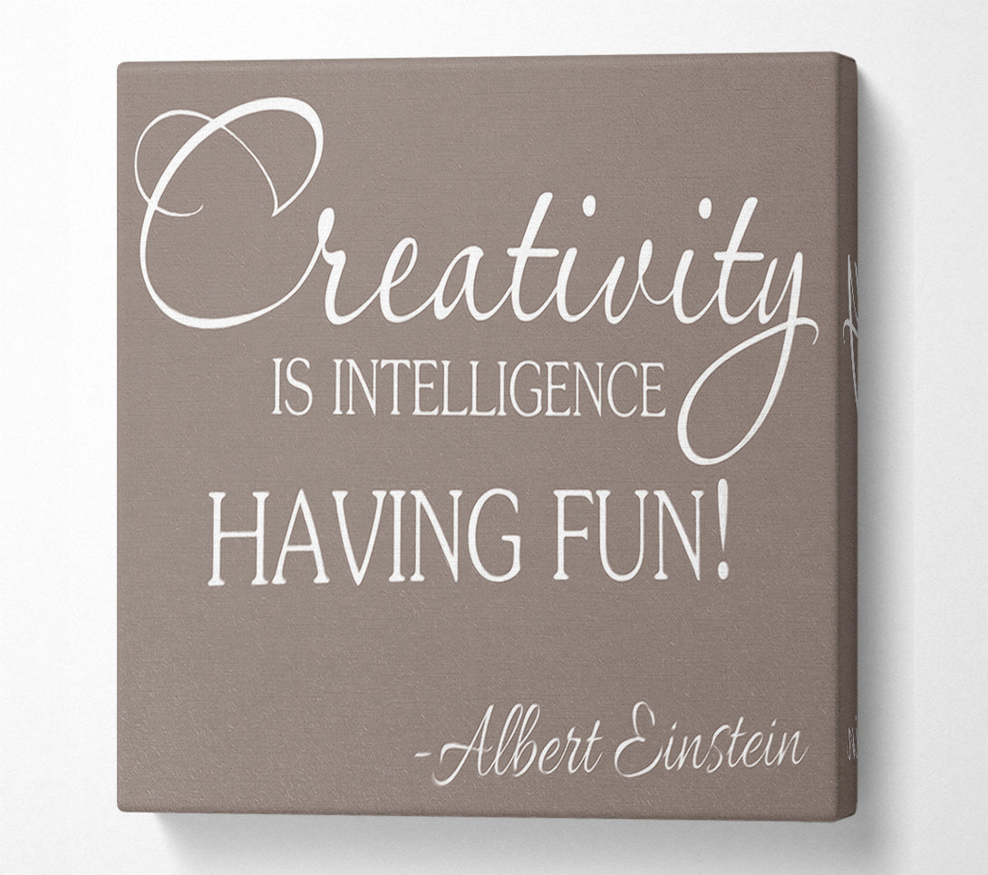  A Canvas Print of Motivational Quote Albert Einstein Creativity Is Intelligence Beige Canvas Art