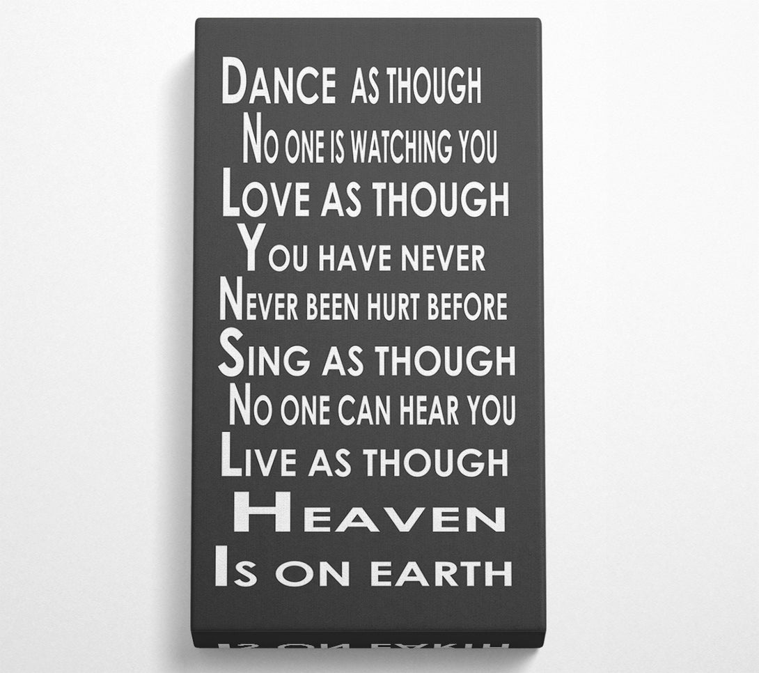  A Canvas Print of Home Quote Heaven Is On Earth Canvas Print