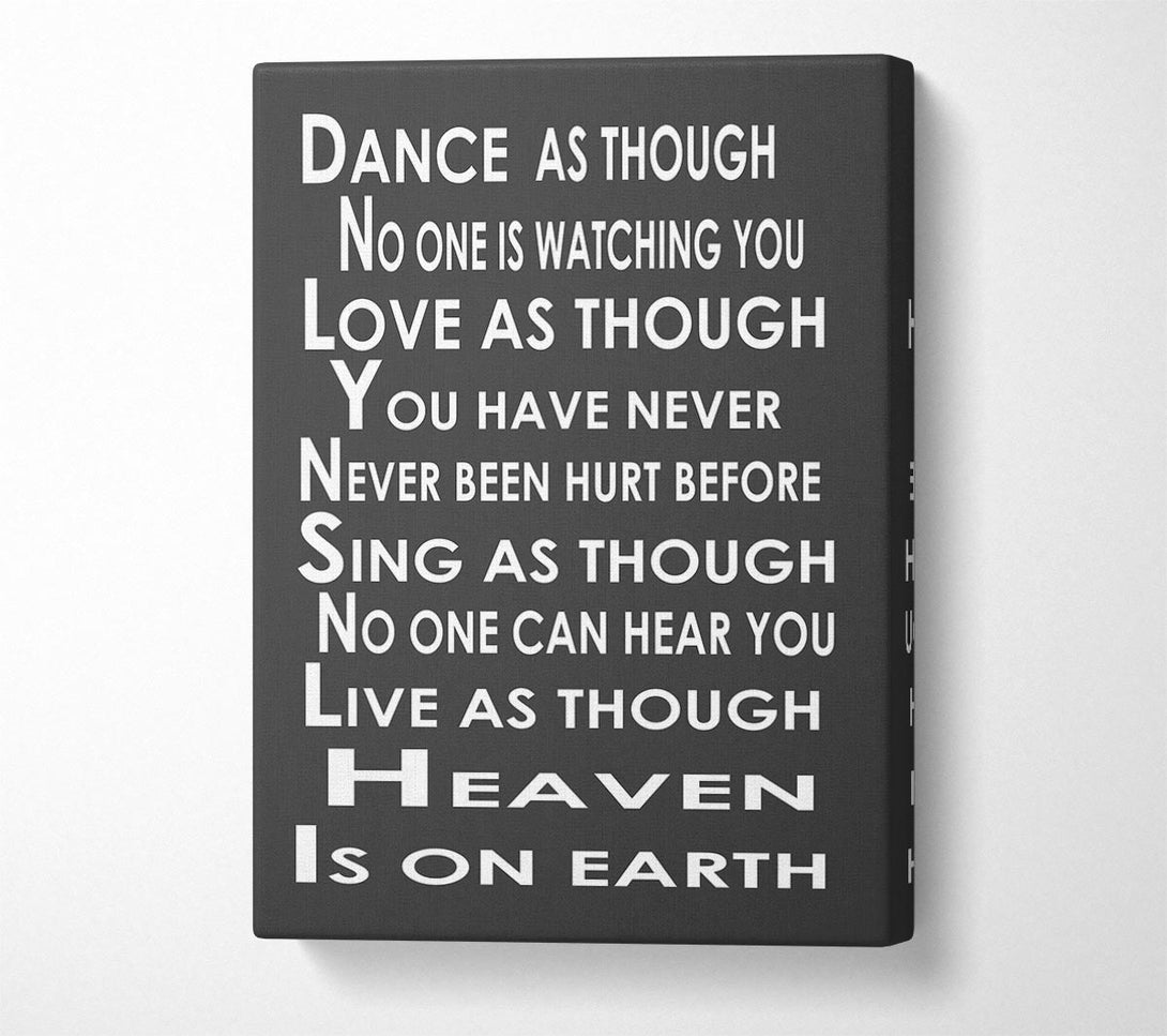  A Canvas Print of Home Quote Heaven Is On Earth Canvas Print