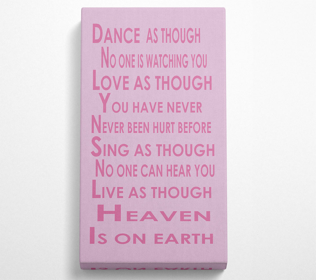  A Canvas Print of Home Quote Heaven Is On Earth Pink Canvas Wall Art