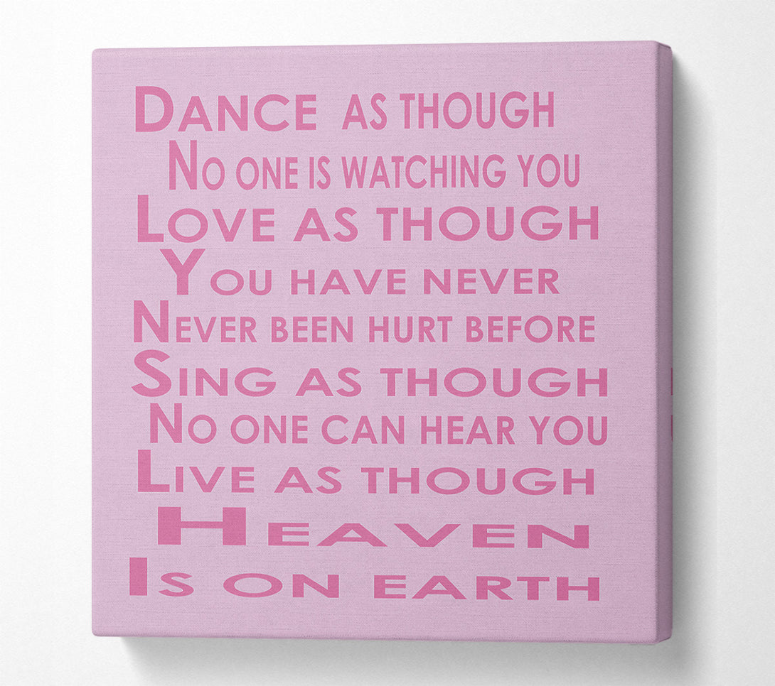  A Canvas Print of Home Quote Heaven Is On Earth Pink Canvas Wall Art