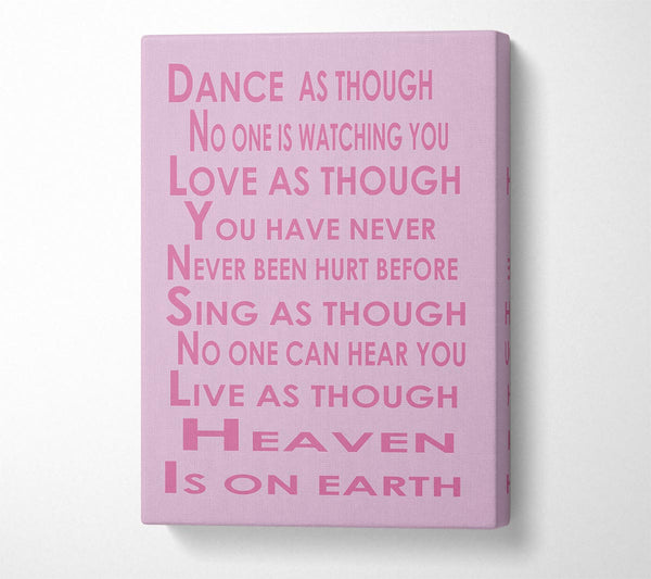  A Canvas Print of Home Quote Heaven Is On Earth Pink Canvas Wall Art