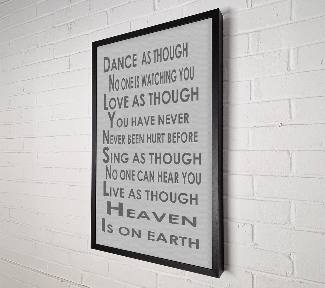  A Canvas Print of Home Quote Heaven Is On Earth Grey Canvas Art