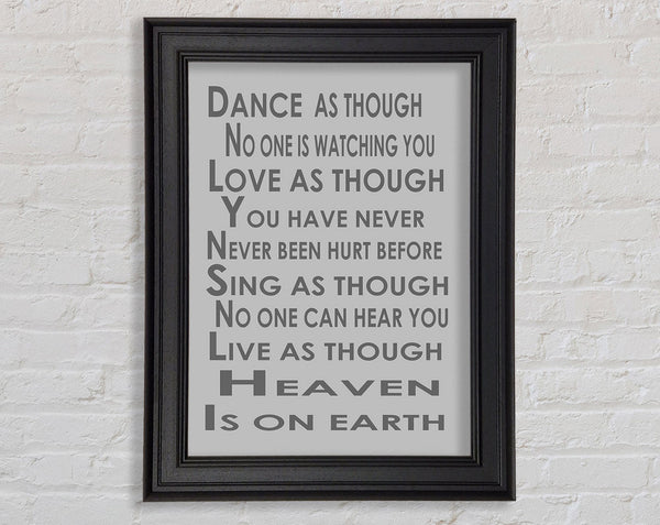 Home Quote Heaven Is On Earth Grey Framed Print