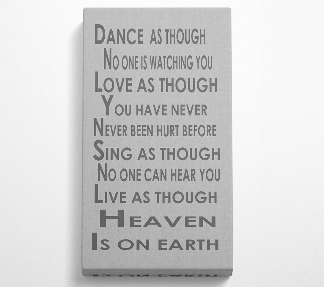  A Canvas Print of Home Quote Heaven Is On Earth Grey Canvas Art