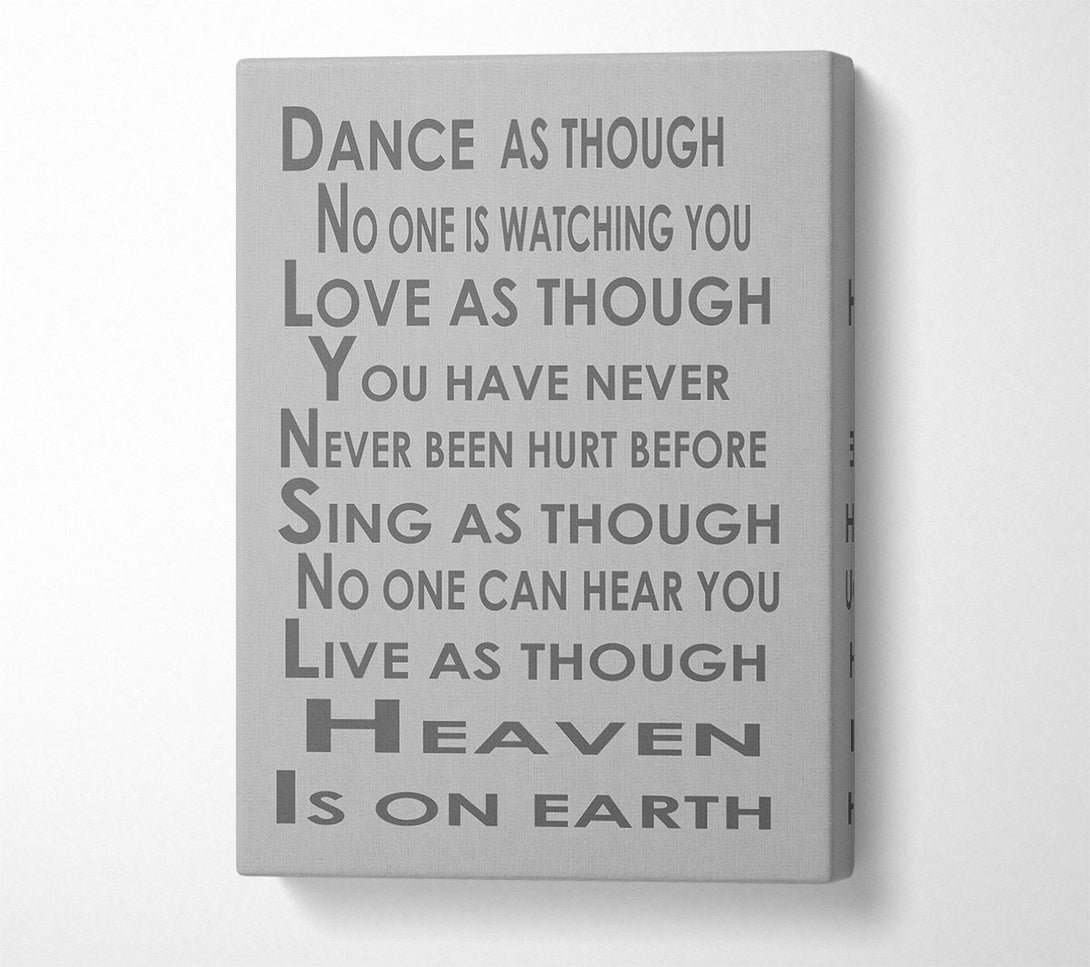  A Canvas Print of Home Quote Heaven Is On Earth Grey Canvas Art