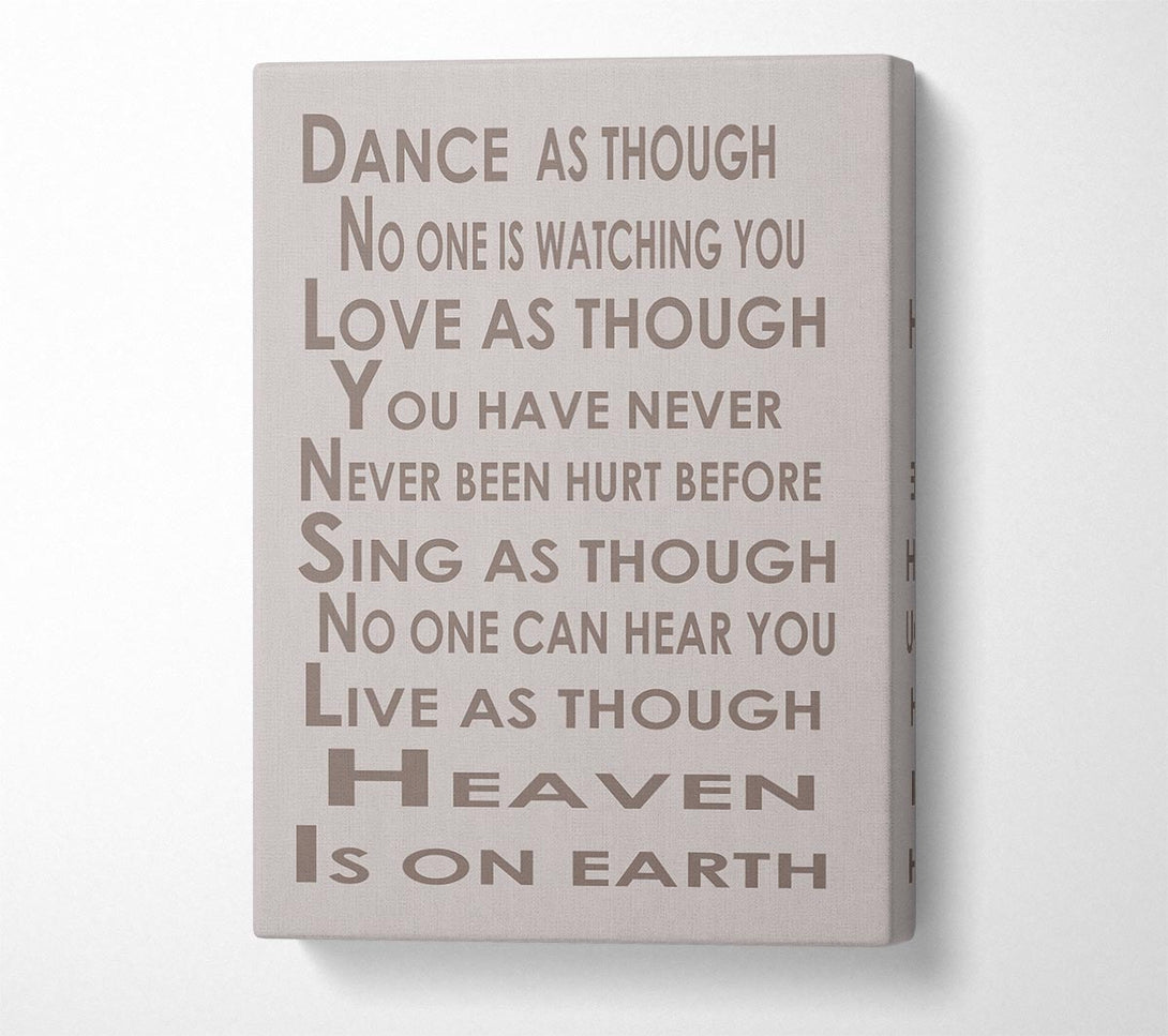  A Canvas Print of Home Quote Heaven Is On Earth Beige Canvas Art