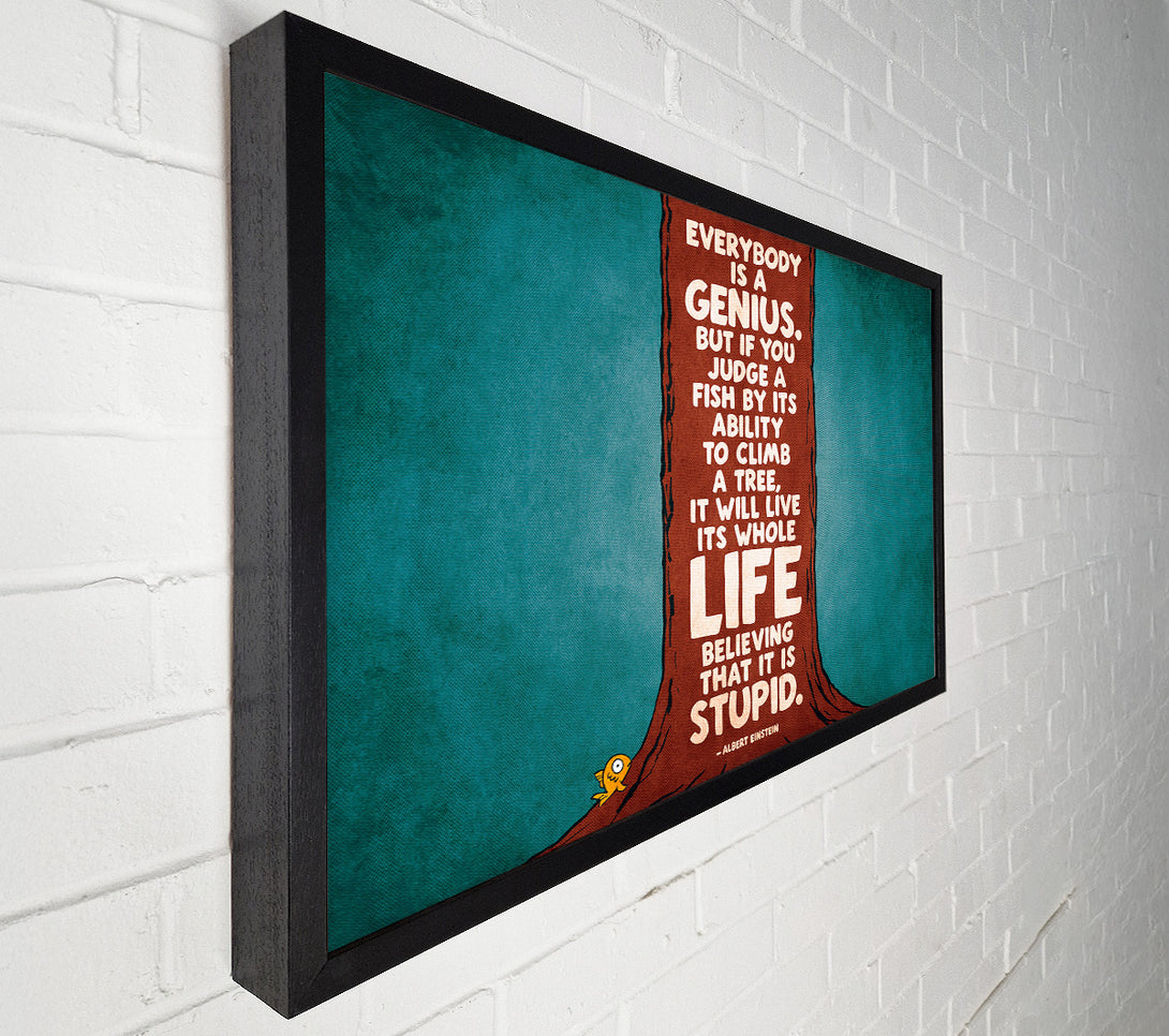  A Canvas Print of Motivational Quote Albert Einstein Everybody Is A Genius Canvas Wall Art