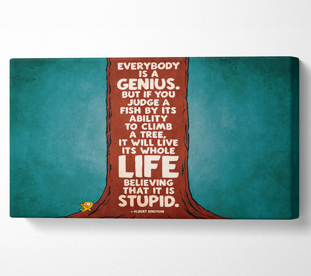  A Canvas Print of Motivational Quote Albert Einstein Everybody Is A Genius Canvas Wall Art