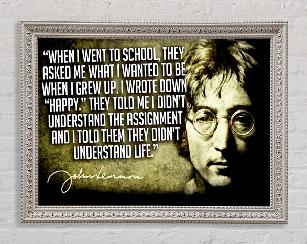 Motivational Quote Music Quote John Lennon Happy Framed Print