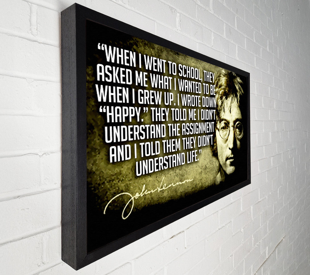  A Canvas Print of Motivational Quote Music Quote John Lennon Happy Canvas Print