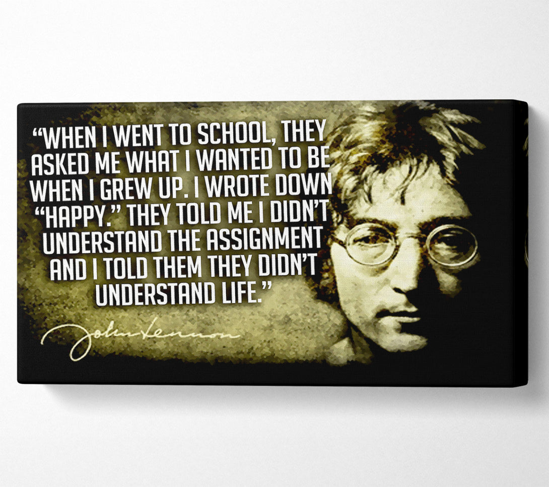  A Canvas Print of Motivational Quote Music Quote John Lennon Happy Canvas Print