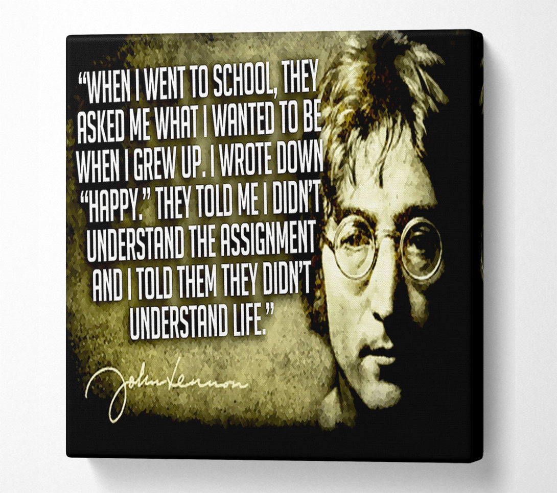  A Canvas Print of Motivational Quote Music Quote John Lennon Happy Canvas Print