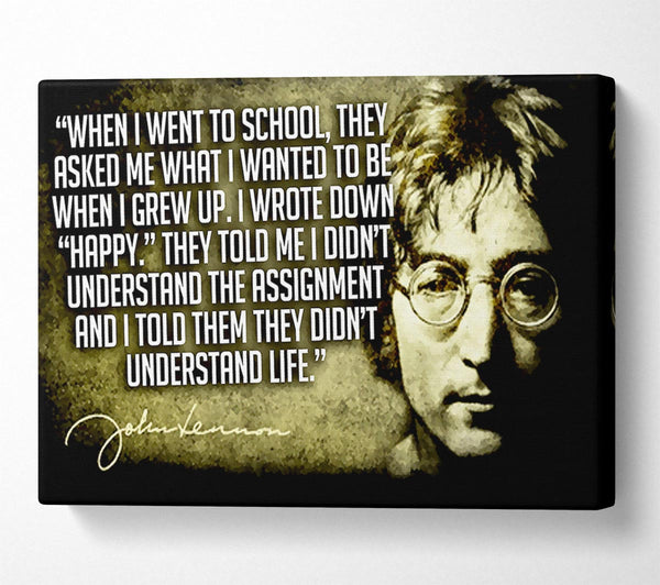  A Canvas Print of Motivational Quote Music Quote John Lennon Happy Canvas Print