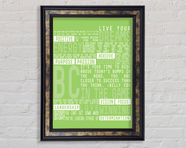 Live Your Dreams Lime Green Framed Print