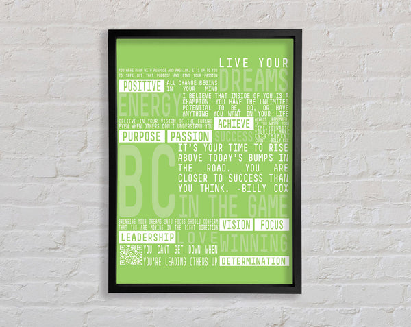 Live Your Dreams Lime Green Framed Print