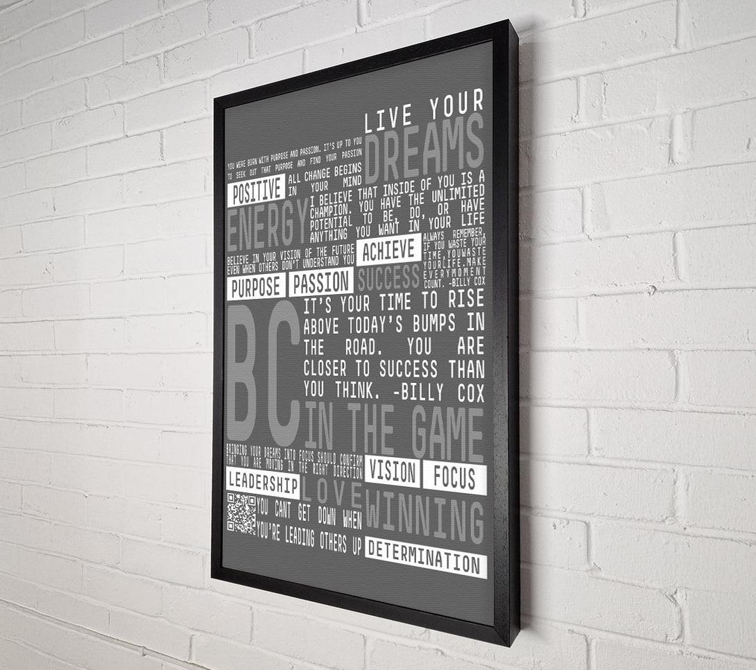  A Canvas Print of Live Your Dreams Grey Canvas Art
