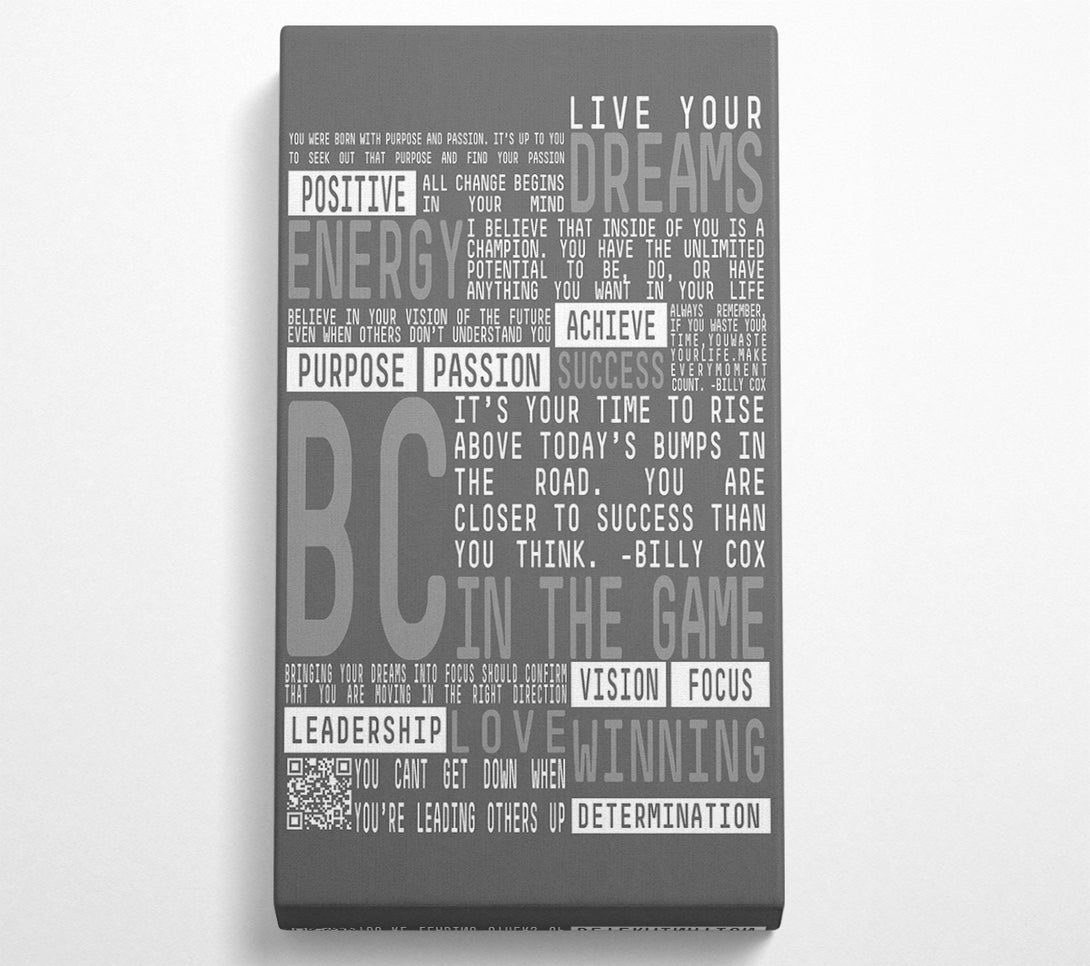  A Canvas Print of Live Your Dreams Grey Canvas Art
