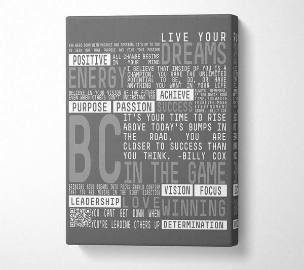  A Canvas Print of Live Your Dreams Grey Canvas Art