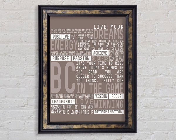 Live Your Dreams Beige Framed Print