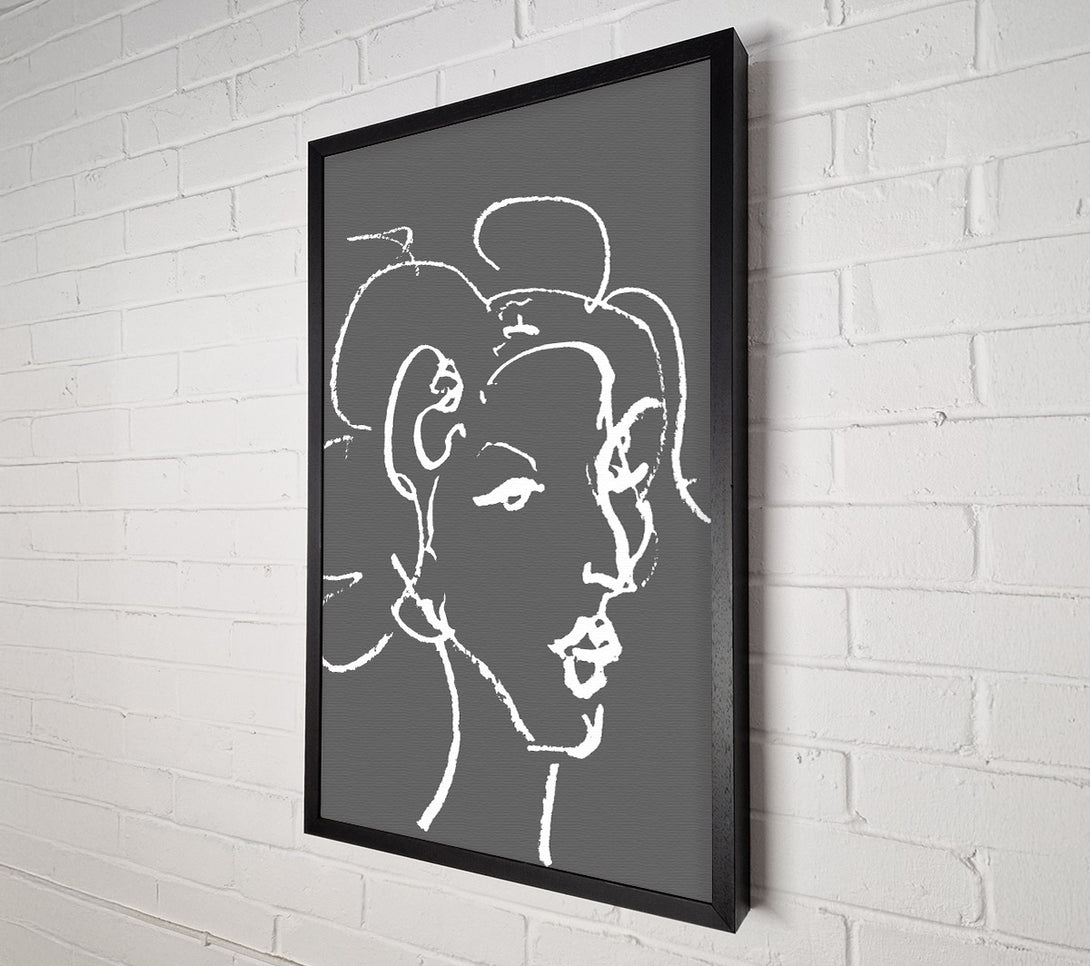  A Canvas Print of Pretty Lady Sketch Grey Canvas Wall Art