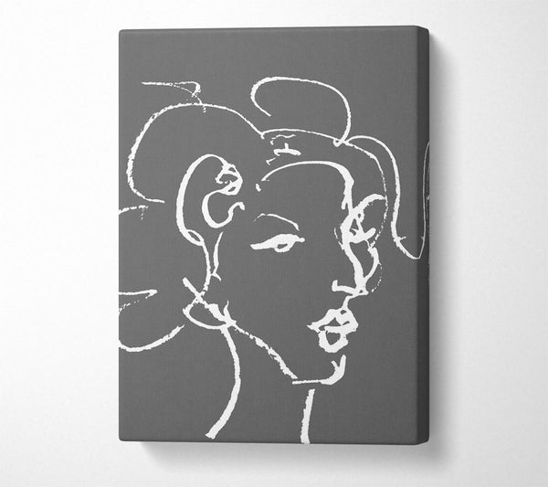  A Canvas Print of Pretty Lady Sketch Grey Canvas Wall Art