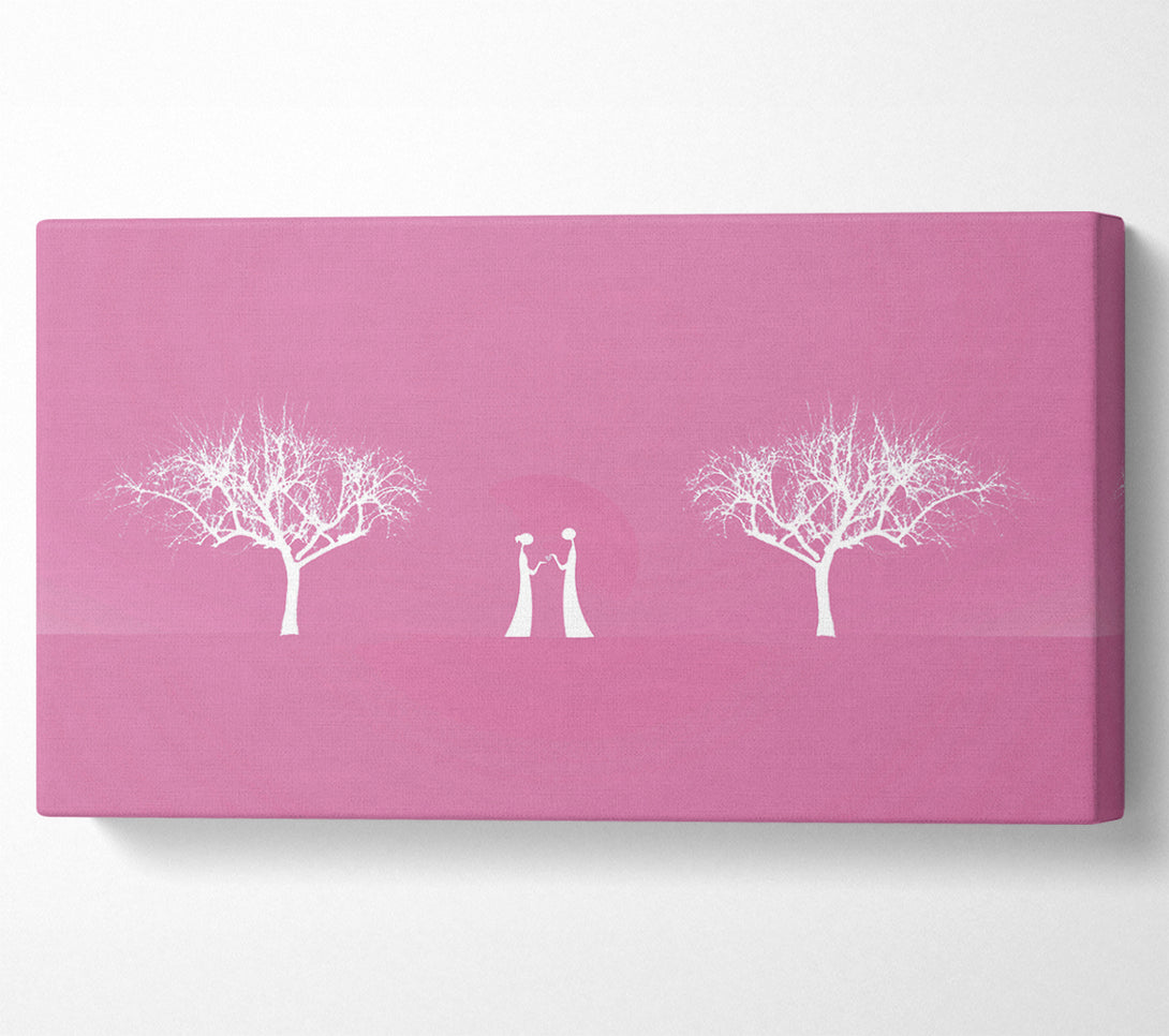  A Canvas Print of Love Between The Trees And Moon Pink Canvas Art