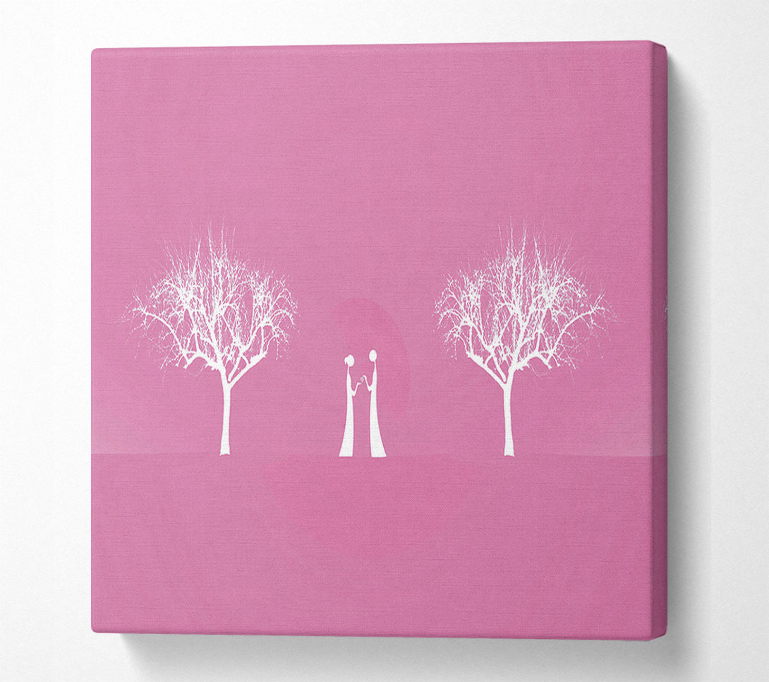  A Canvas Print of Love Between The Trees And Moon Pink Canvas Art