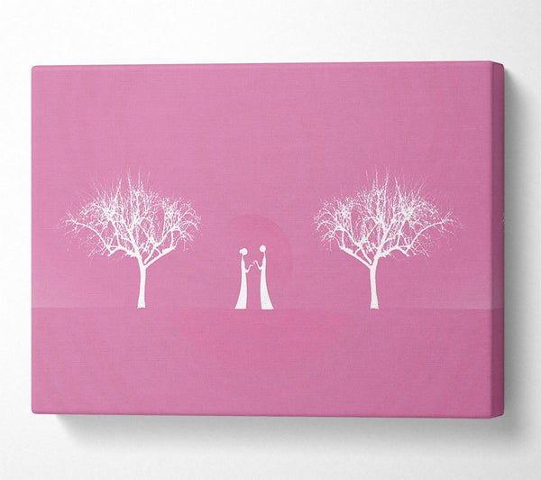  A Canvas Print of Love Between The Trees And Moon Pink Canvas Art
