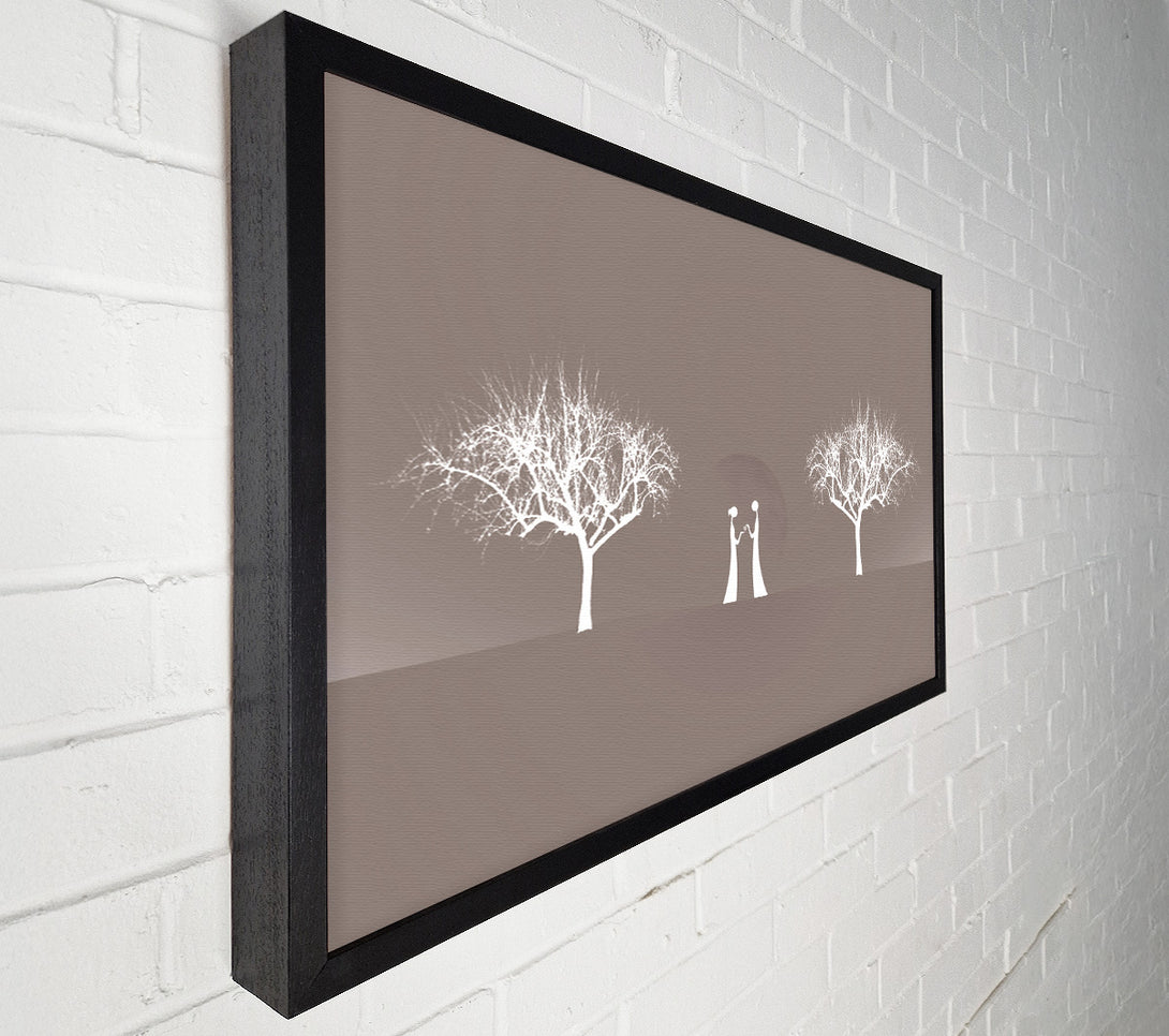 A Canvas Print of Love Between The Trees And Moon Beige Canvas Print