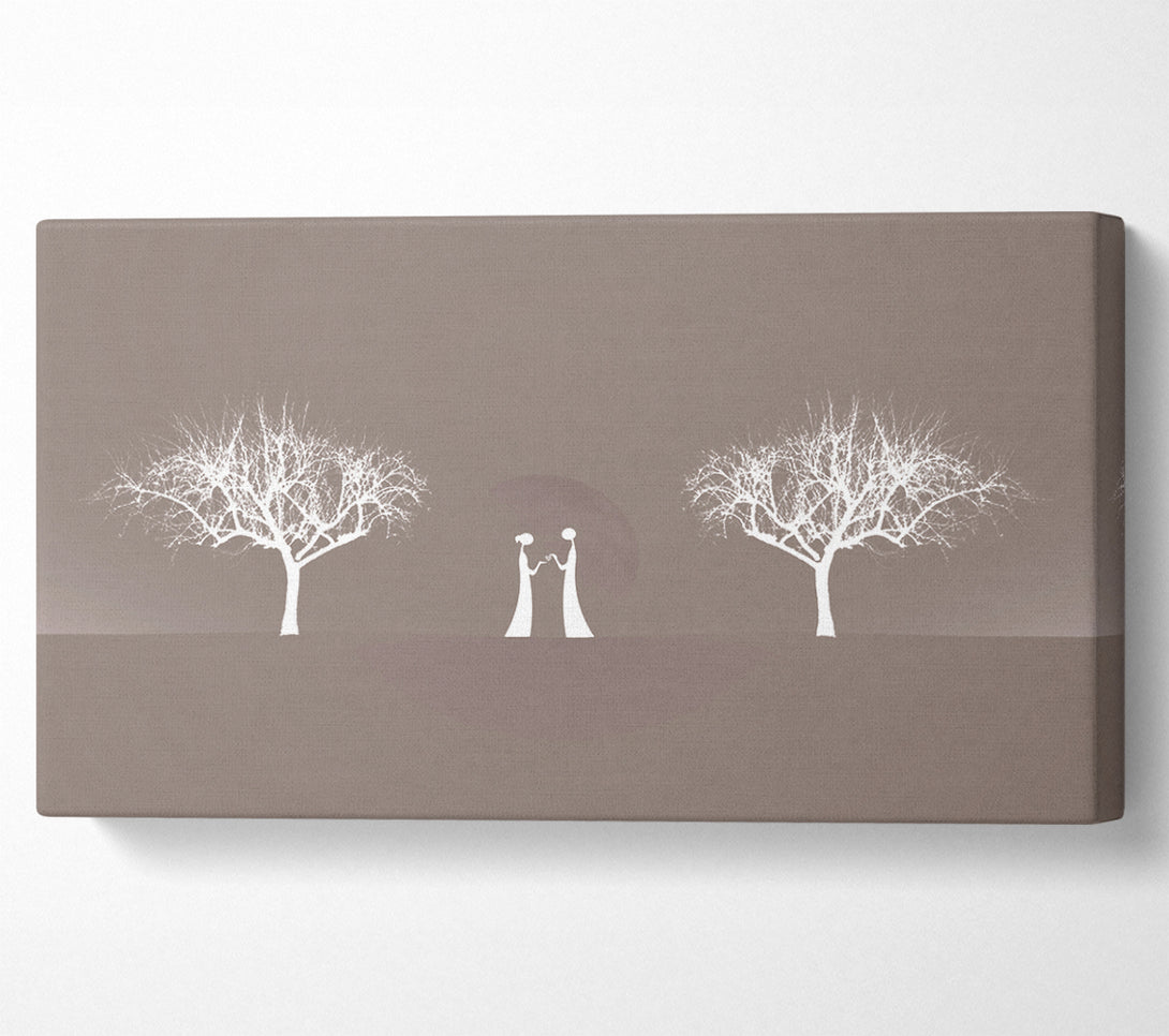  A Canvas Print of Love Between The Trees And Moon Beige Canvas Print