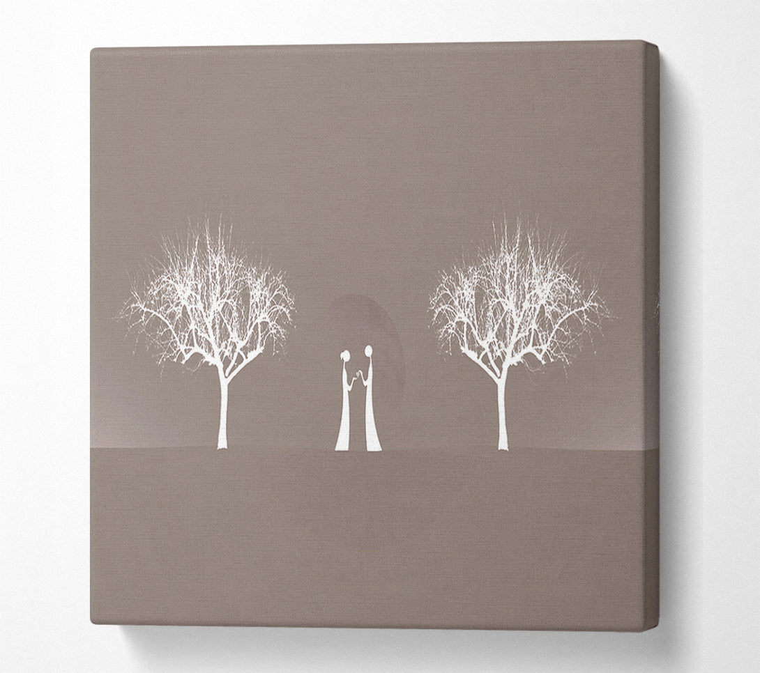 A Canvas Print of Love Between The Trees And Moon Beige Canvas Print