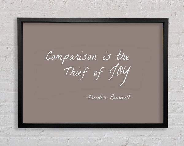 Theodore Roosevelt Comparison Is The Thief Of Joy Beige Framed Print