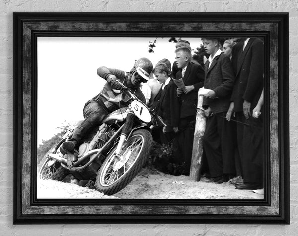 Vintage Motorcross Crowd Number One Framed Print