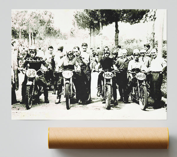 Vintage Motorcross Before The Gun Poster