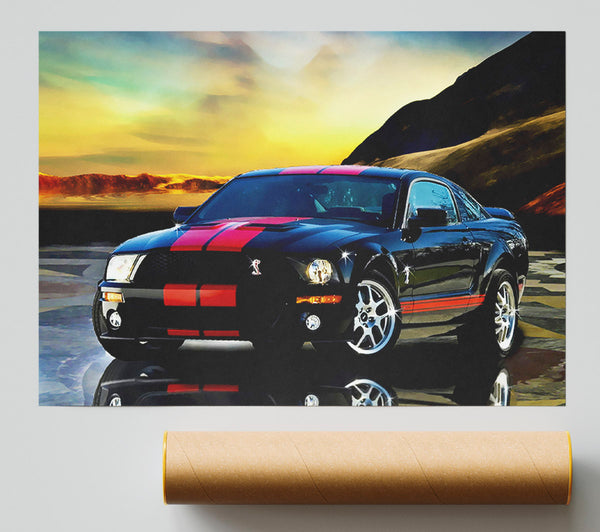 Shelby Mustang Red Stripes Giclee Print