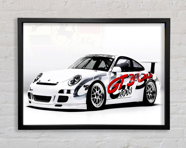 Porsche 911 GT3 B n W Red Framed Print
