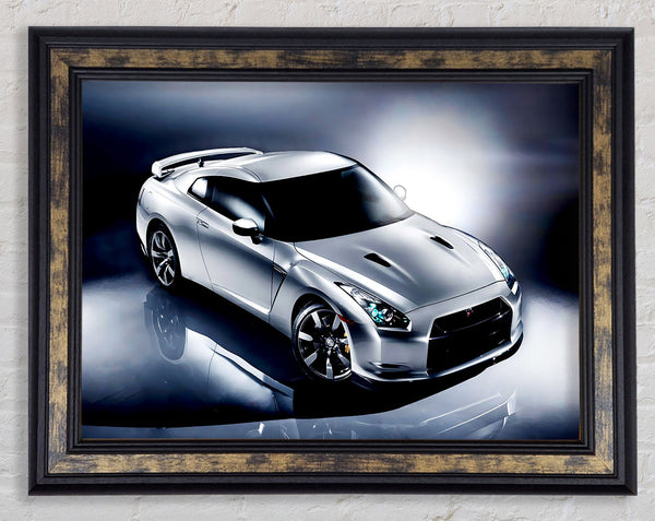 Nissan Skyline Silver Framed Print